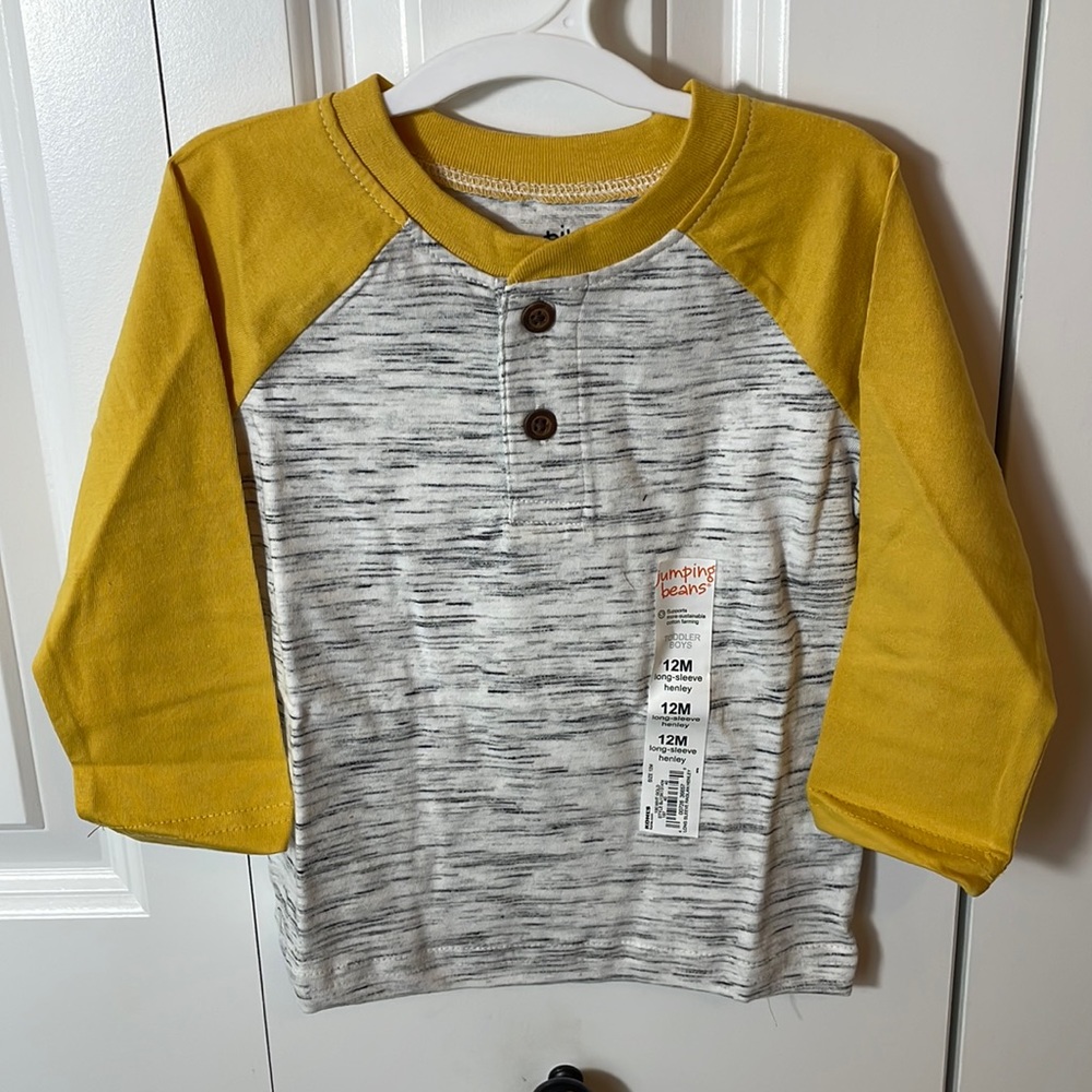 Jumping Beans Baby Boys Size FALL Henley Long Sleeve Shirt Bundle Size 12 Months - Picture 2 of 12